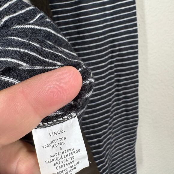 Vince Size Small Crew Neck Sweatshirt Black Cotton Striped Long Sleeves Peru - Picture 8 of 9